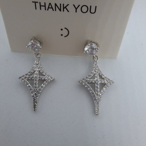 Earrings Bling Stud Dangle Drop Starburst - Picture 1 of 5